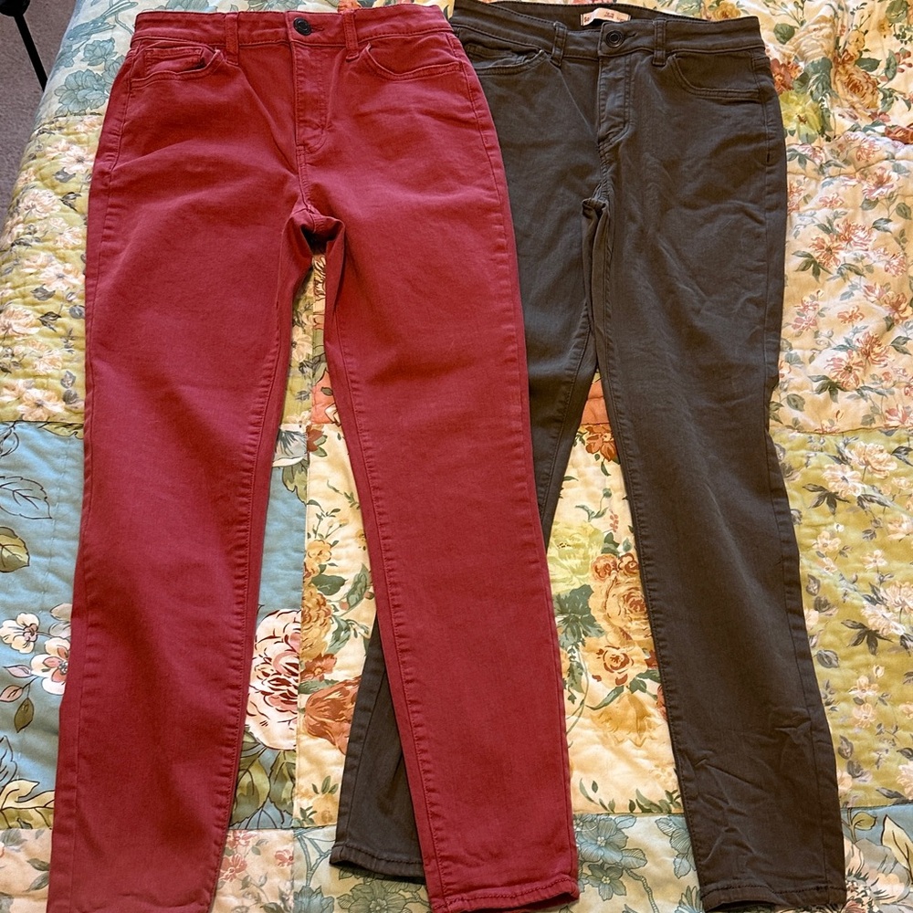 SO Red and Green Skinny Pants